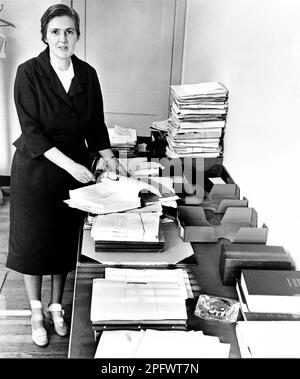 Dr. Frances Oldham Kelsey (1914-2015), a pharmacologist, physician, and FDA drug reviewer who refused to authorize Richardson-Merrell's Kevadon (thalidomide) and thus saved untold numbers of American children from serious birth defects, such as being born armless or legless. Kelsey was awarded the President's Award for Distinguished Federal Civilian Service by John F. Kennedy in 1962. Stock Photo