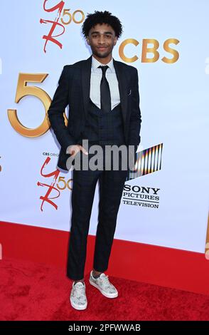 Jacob Aaron Gaines arriving at the 50th Anniversary of The Young and The Restless held at The Vibiana on March 17, 2023 in Los Angeles, CA. © Tammie Arroyo / AFF-USA.com Stock Photo