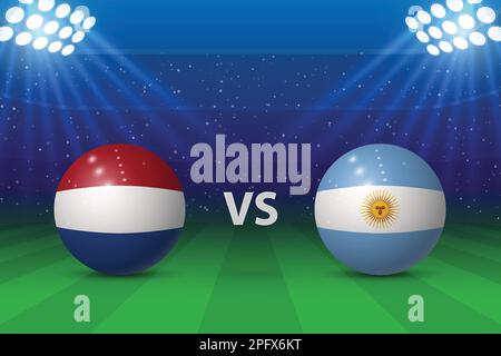 Netherlands vs Argentina. Football scoreboard broadcast graphic soccer template Stock Vector