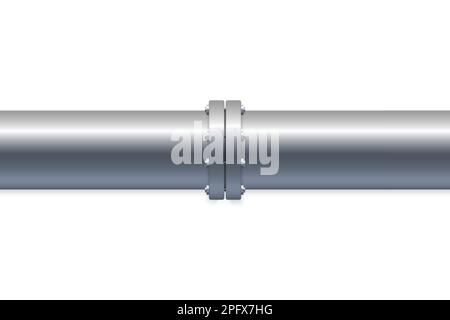 3d realistic pipe with piping system. Vector illustration Stock Vector