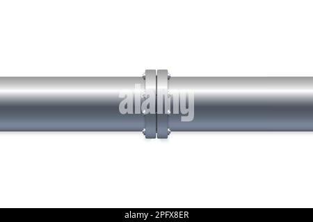 3d realistic pipe with piping system. Vector illustration Stock Vector