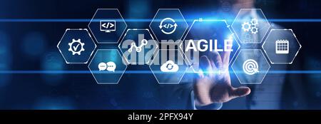 Agile flexible software development technique. Technology concept. Stock Photo