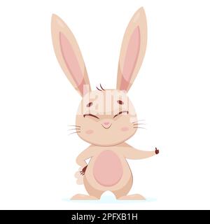 Rabbit showing thumbs up gesture cartoon vector illustration Stock Vector