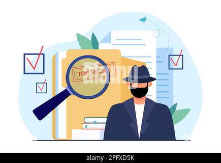 Undercover detective and top secret information Stock Vector