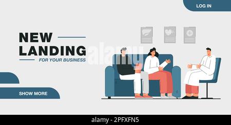 Cartoon married couple communicating with doctor Stock Vector