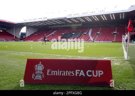 Emirates FA Cup branding pitchside ahead of the Emirates FA Cup fifth ...