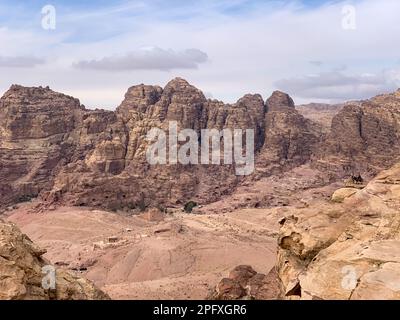 View of High Place of Sacrifice trail in the Lost city of Petra Stock Photo