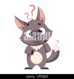 Pensive wolf on white background cartoon vector illustration Stock Vector