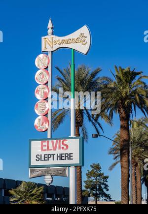 A picture of the iconic Elvis Slept Here sign, advertised by the old Normandie Motel. Stock Photo