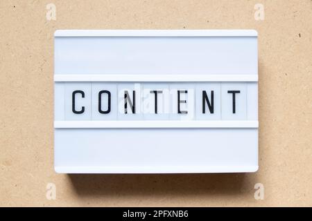 Lightbox with word content on wood background Stock Photo