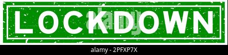 Grunge green lockdown word square rubber seal stamp on white background Stock Vector