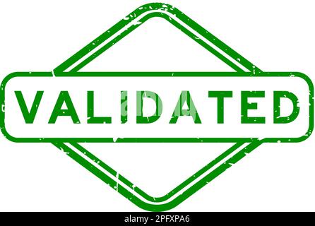 Grunge green validated word rubber seal stamp on white background Stock Vector