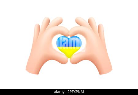 Ukraine flag in form of hand heart. Ukraine. National flag and map concept. Vector illustration. Stock Vector