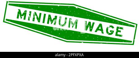 Grunge green minimum wage word hexagon rubber seal stamp on white background Stock Vector