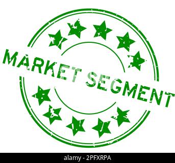Grunge green market segment word with star icon round rubber seal stamp on white background Stock Vector