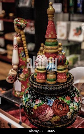 Very pretty and colorful tchotchke or knickknack at The Museum of Russian Art in Minneapolis, Minnesota USA. Stock Photo