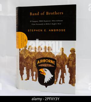 NEW ORLEANS, LA, USA - MARCH 8, 2023: Closeup of the World War II nonfiction book, 'Band of Brothers' Stock Photo