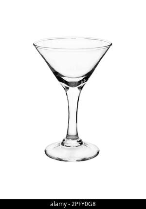 Empty martini glass isolated on white background. Transparent glass goblet. Stock Photo
