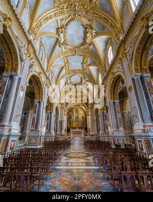 The marvelous interior of Montecassino Abbey, Lazio, Italy. March-20-2022 Stock Photo