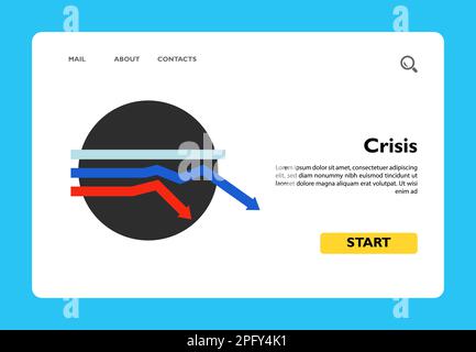 White, blue and red lines over black circle declining one by one.  Stock Vector
