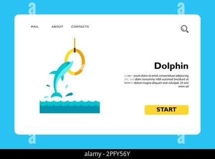 Icon of dolphin jumping in ring.  Stock Vector