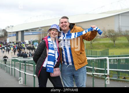 Brighton and Hove, UK. 19th Mar, 2023. Brighton fans outside the ground before the The FA Cup match at the AMEX Stadium, Brighton and Hove. Picture credit should read: Kieran Cleeves/Sportimage Credit: Sportimage/Alamy Live News Stock Photo