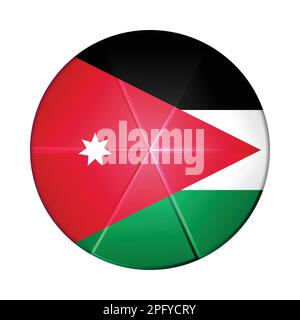 Glass light ball with flag of Jordan. Round sphere, template icon ...