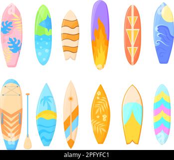 wood surfboard beach cartoon vector illustration Stock Vector Image ...