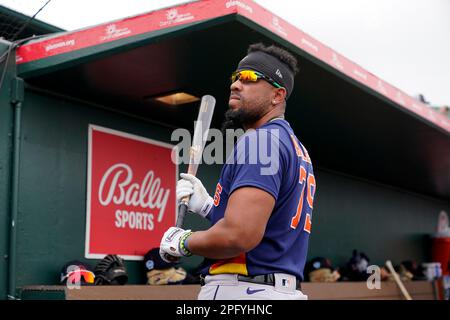 Houston Astros' Jose Abreu bats during the first inning of a spring  training baseball game against the Miami Marlins, Sunday, March 19, 2023,  in Jupiter, Fla. (AP Photo/Lynne Sladky Stock Photo - Alamy
