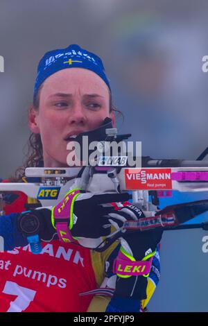 Hanna Oeberg of Sweden competes during the women's 15 km individual ...