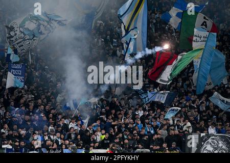 Rome, Italy. 19th Mar, 2023. Supporters of SS Lazio during the Serie A match between Lazio and Roma at Stadio Olimpico, Rome, Italy on 19 March 2023. Credit: Giuseppe Maffia/Alamy Live News Stock Photo