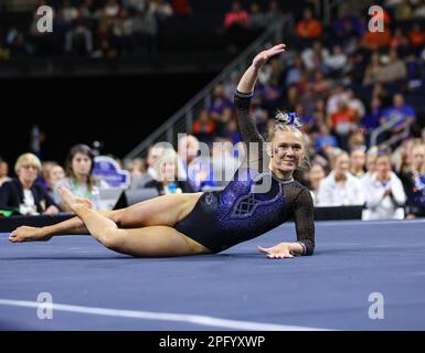 March 18, 2023: Hailey Davis competes on the floor exercise during the ...