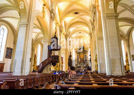 Interior of Hofkirche church St. Leodegar in the center of Lucerne, Luzern Switzerland. Stock Photo