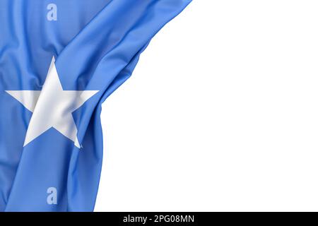 Flag of Somalia Islands in the corner on white background. 3D rendering. Isolated Stock Photo