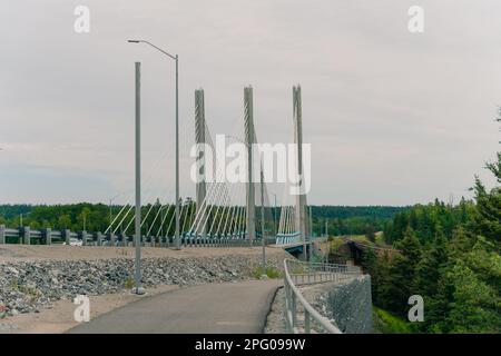 suspension bridge at Nipigon ON, Canada. High quality photo