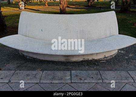 Semicircular concrete bench, San Juan,  Puerto Rico Stock Photo