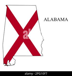 Alabama map vector illustration. Global economy. State in America. North America. United States. America. U.S.A Stock Vector