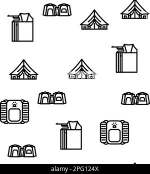 tent equipment tourism vector seamless pattern Stock Vector