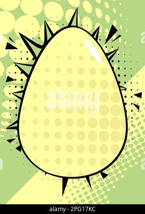 Comic book Easter banner with pastel green and yellow colored Egg. Comics abstract retro pop art style background poster. Stock Vector