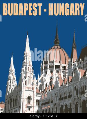 The building of the Parliament in Budapest, Hungary, vector illustration Stock Vector