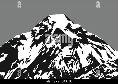 mountain top of mount Dhaulagiri vector illustration logo, blavk and white, Nepal Himalaya mountains Stock Vector