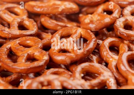 Bavarian pretzel crackers close up. Traditional German snack Stock Photo