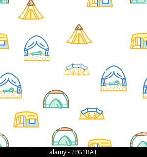 tent equipment tourism vector seamless pattern Stock Vector