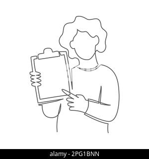 Presentation One line drawing on white background Stock Vector