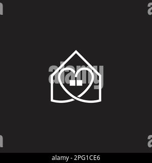 love stay at home window symbol logo vector Stock Vector