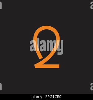 number 2 two loop line simple logo Stock Vector