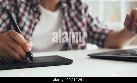 Graphic designer digital drawing artist sketching Stock Photo