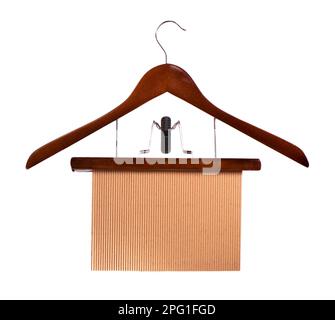 Wooden coat hanger isolated on a white background Stock Photo