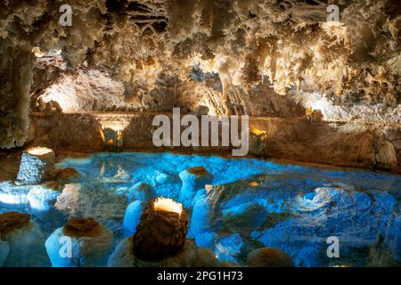 Gruta de las Maravillas or Aracena caves in Aracena, Huelva. Andalusia, Spain.  The Gruta de las Maravillas or Grotto of the Marvels is a cave in the Stock Photo