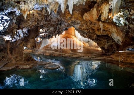 Gruta de las Maravillas or Aracena caves in Aracena, Huelva. Andalusia, Spain.  The Gruta de las Maravillas or Grotto of the Marvels is a cave in the Stock Photo